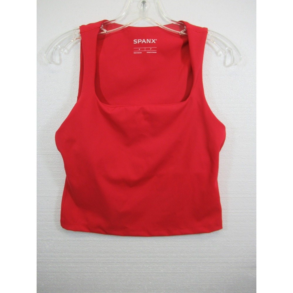 Spanx BoostUp Square Neck Shelf Tank Top Women Small Red Built in Bra 51103R